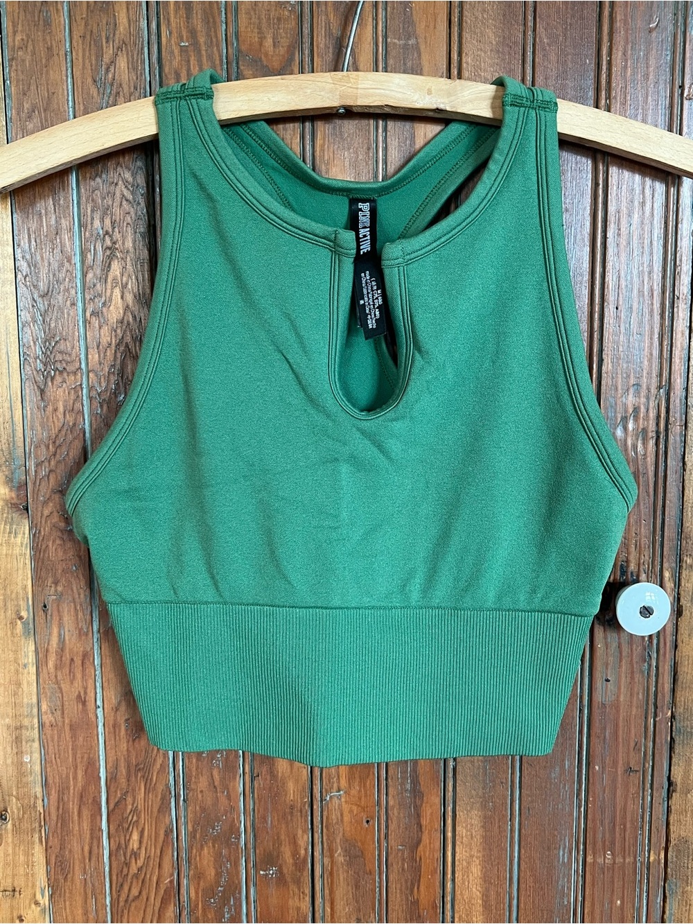 PINK Active Green Racerback Nylon Stretch Bralette Crop Top Size M